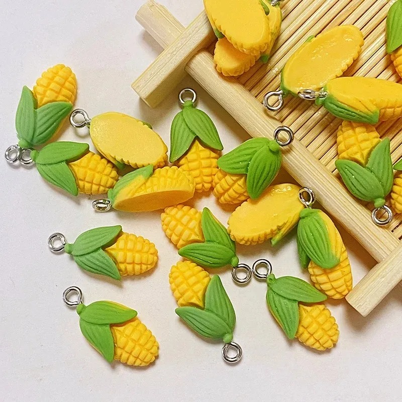 Resin Art Supplies - 20個入り 面白いミニコーン野菜樹脂チャーム 人工食品ペンダント DIYクラフト用品 イヤリング ブレスレット
