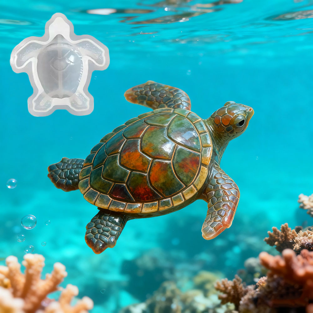 Resin Art Beach - 3D ウミガメ エポキシ樹脂型 石膏粘土 キャンドル作り シリコン型