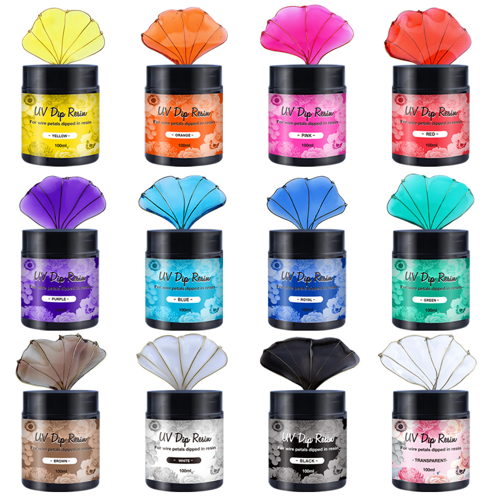 Resin Art Supplies - 12色のUVディッピングレジン（ワイヤー形状用） – 1本あたり100g/3.6オンス、ジュエリー製作やクラフトDIYに最適。