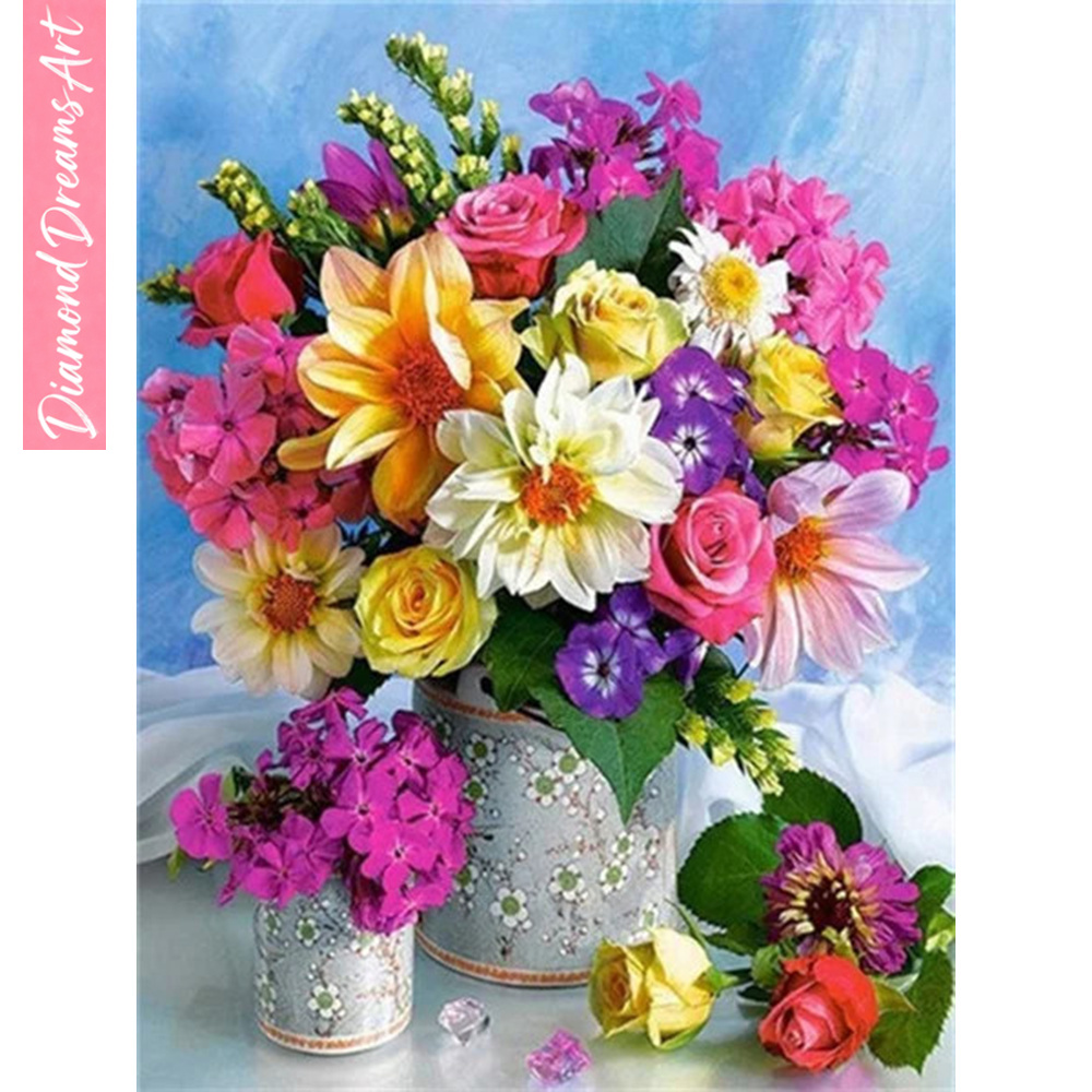 Resin Art Flowers - フルダイヤモンドモザイクフラワー 5D ダイヤモンドペインティング ローズベースアート 壁飾り 手作りギフトクラフトキット、フレームレス