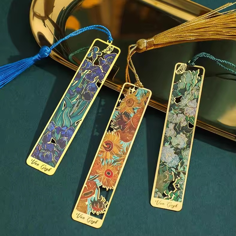 Resin Art Bookmark - ヴィンテージ絵画メタルブックマーク芸術的な読書用クリップレトロヴィンテージ油絵メタルブックマーク中空日常使用オーガナイザー