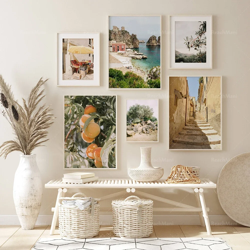 Resin Art Beach - シシリー島プリント イタリアの都市 田園風景 地中海ポスター 広大な都市景観 シシリー島ビーチ
