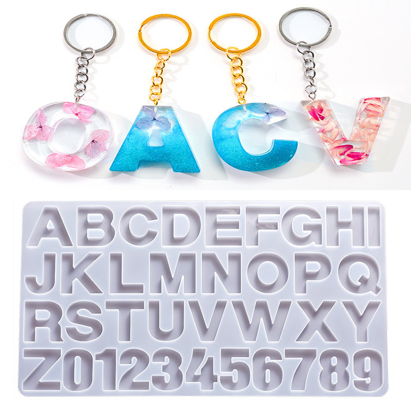 Resin Art Alphabet - アルファベットエポキシ樹脂シリコーン型 DIY レターナンバーペンダント樹脂型キーホルダーイヤリングエポキシ樹脂ジュエリー工芸品鋳型