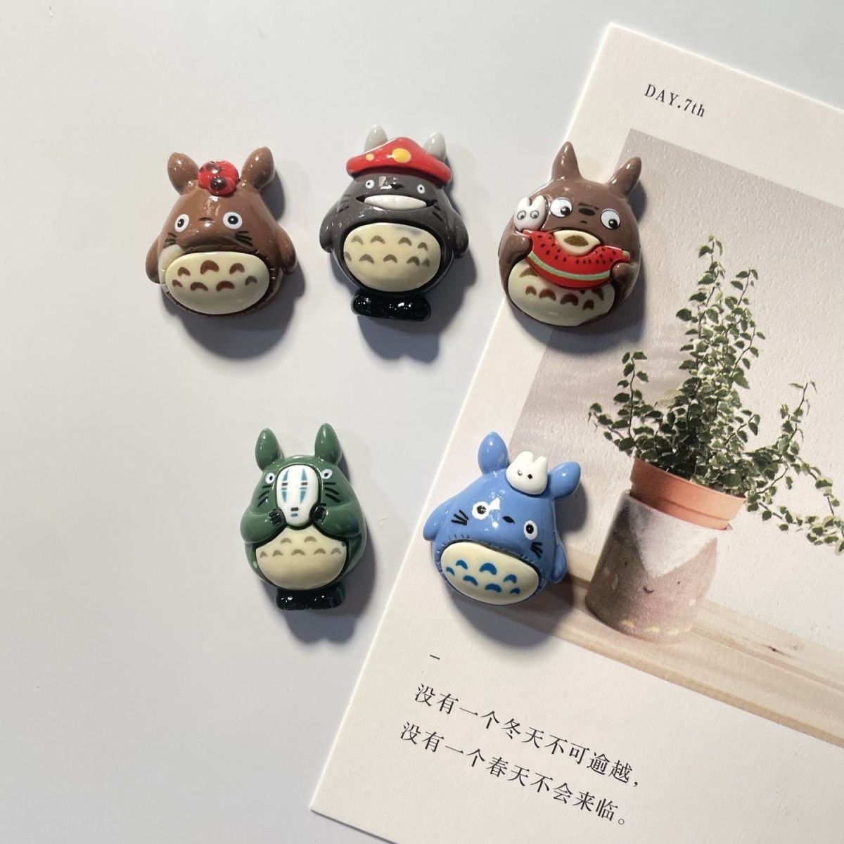 Resin Art Sticker - トトロアニメ樹脂製冷蔵庫マグネットかわいい漫画フィギュア磁気ステッカー冷蔵庫写真装飾ホームキッチンオーナメントクリエイティブ