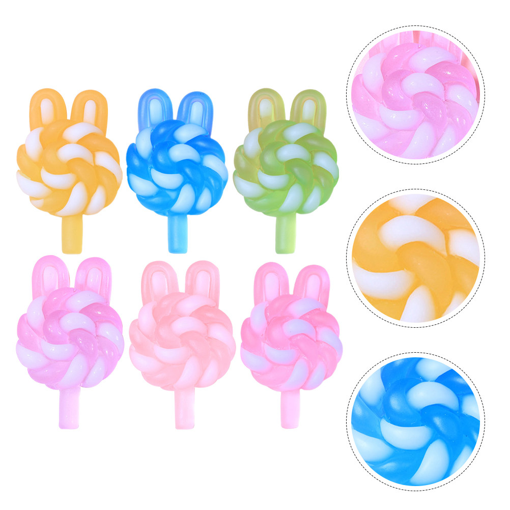 24 個のかわいい漫画ロリポップチャームウサギの形をした光る - Resin Art Supplies のレビューと価格