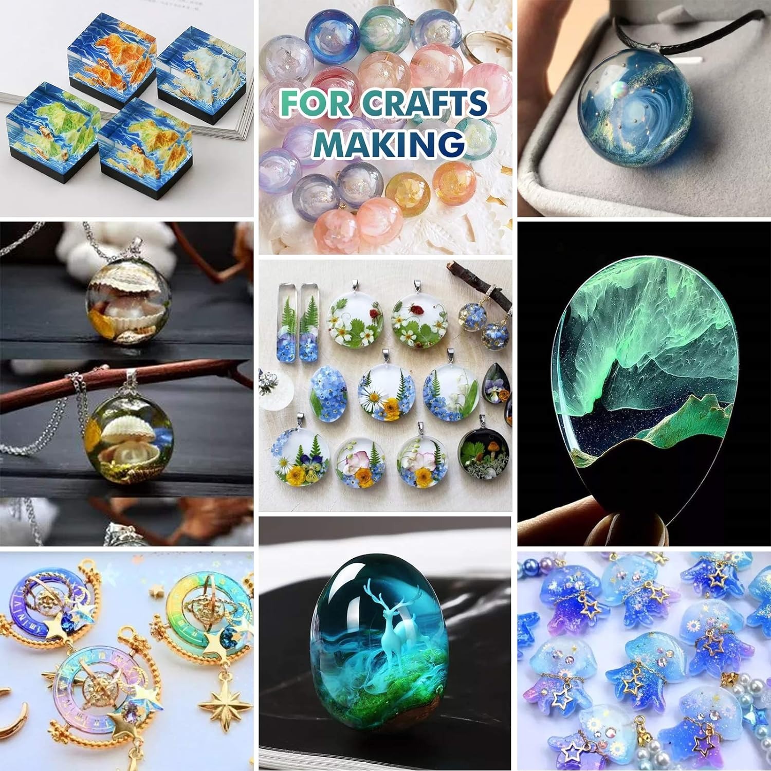 ジュエリー作り用のエポキシ樹脂,クラフト用のUV硬化ガラス, - Resin Art Supplies のレビューと価格