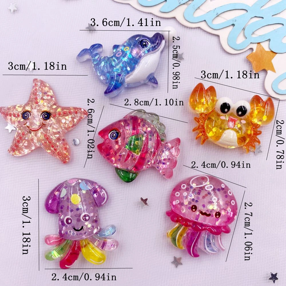 10 個グリッターカラフルな樹脂海の星カニクラゲイルカ海洋動 - Resin Art Beach のレビューと価格