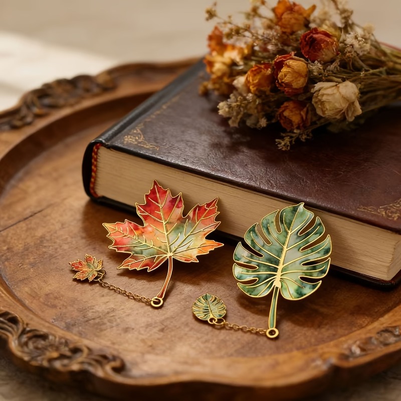 1 個ヴィンテージリーフブックマーク金属ペンダント付き読書ア - Resin Art Bookmark のレビューと価格