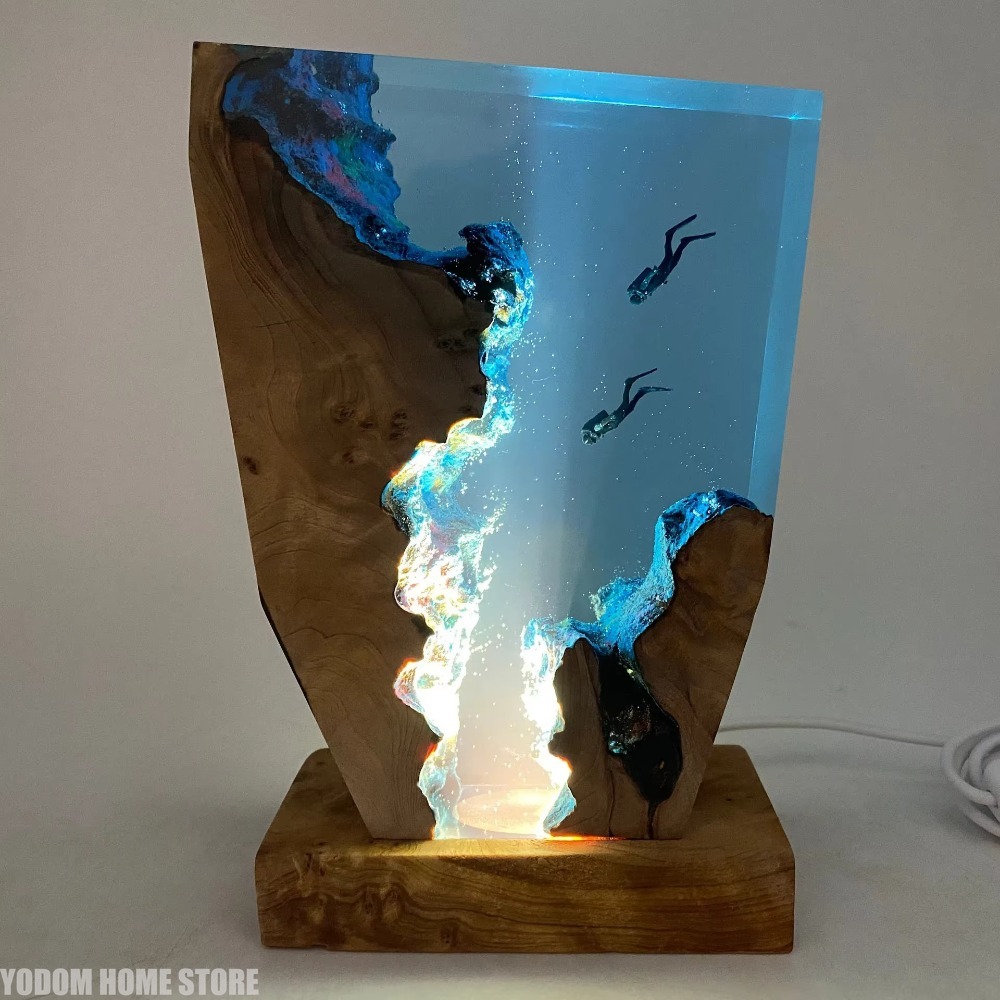 新しい海底世界生物樹脂テーブルライト創造的なアート装飾ランプ - Resin Art World のレビューと価格