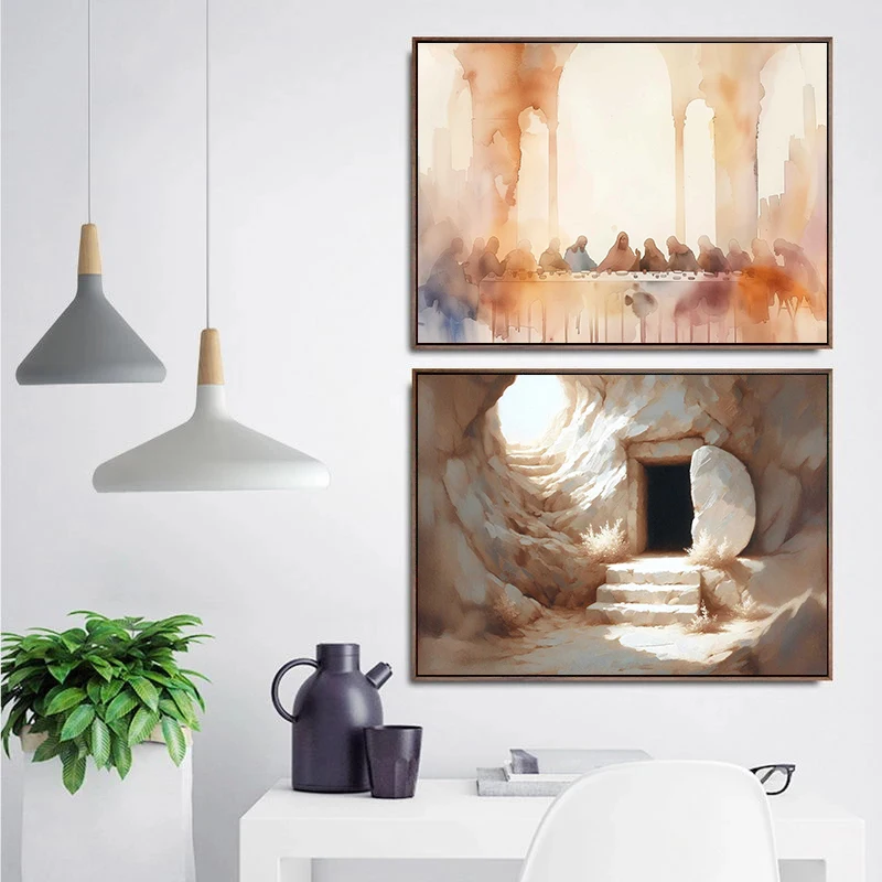 1pc フレームレス、水上を歩く/羊飼いのイエス キリスト教 - Resin Art On Canvas のレビューと価格