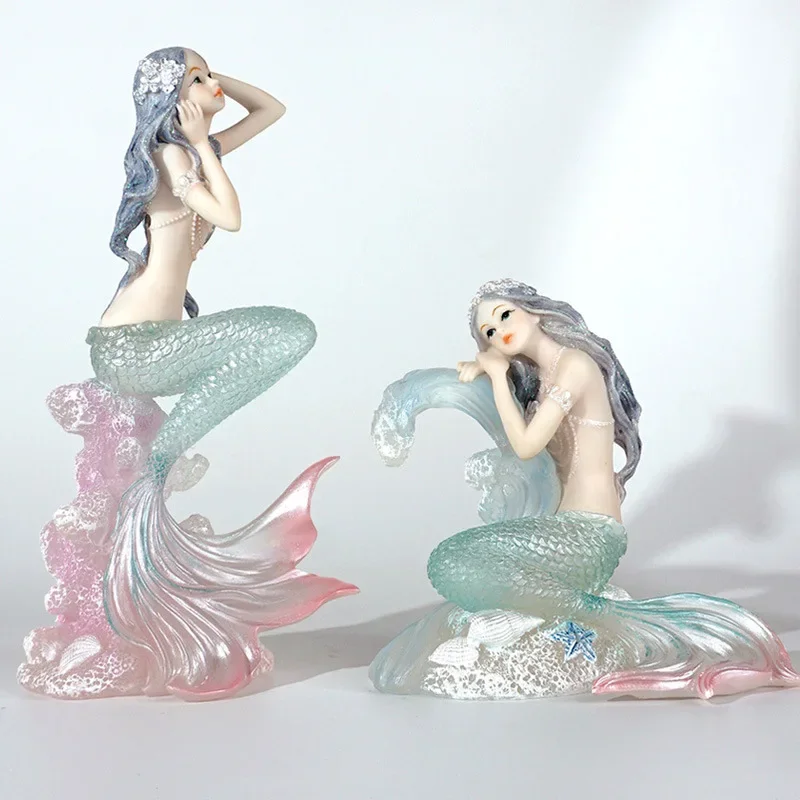 絶妙な樹脂マーメイドサンゴ海の波の置物手作り飾り家の車の装飾 - Resin Art Beach のレビューと価格