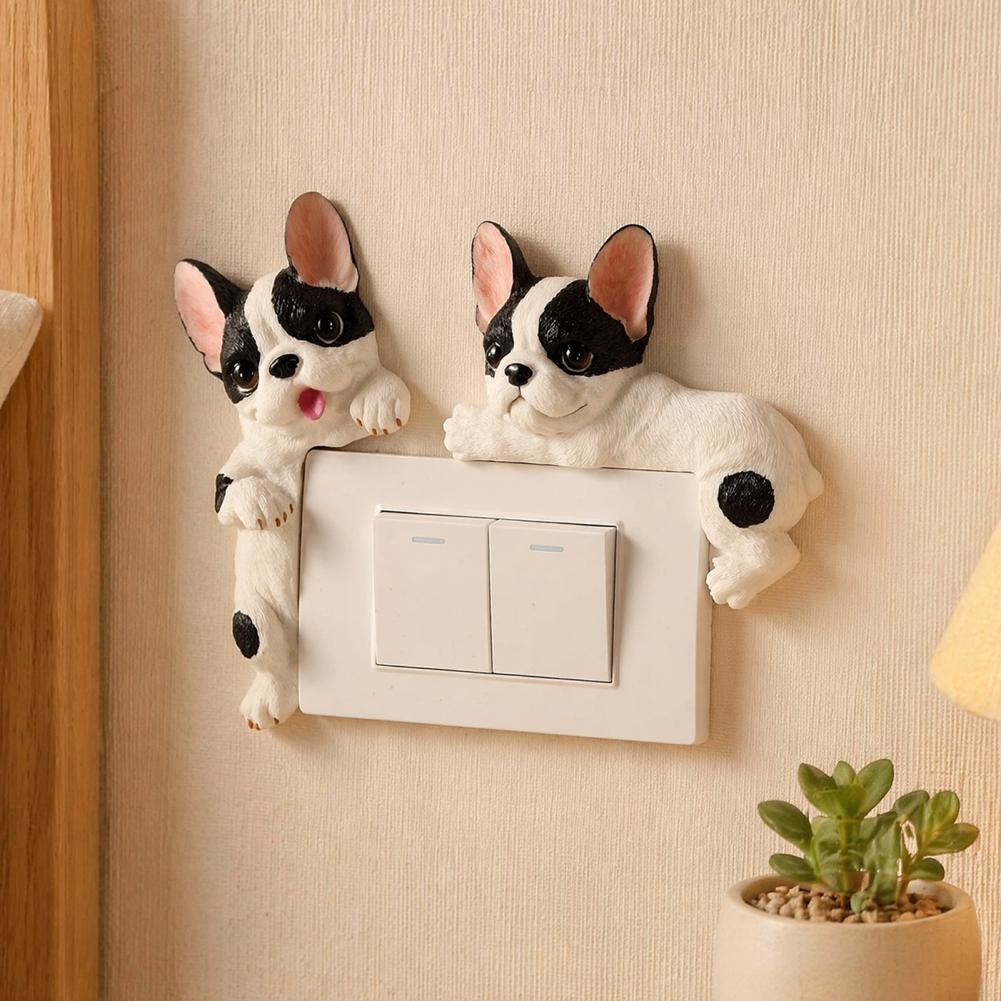 3D フレンチブルドッグ樹脂ライトスイッチカバーかわいい漫画 - Resin Art Sticker のレビューと価格
