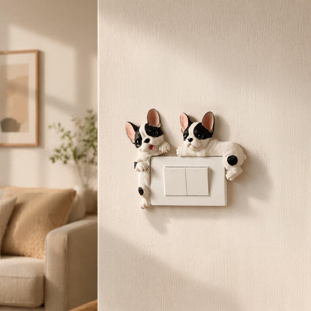 3D フレンチブルドッグ樹脂ライトスイッチカバーかわいい漫画 - Resin Art Sticker のレビューと価格