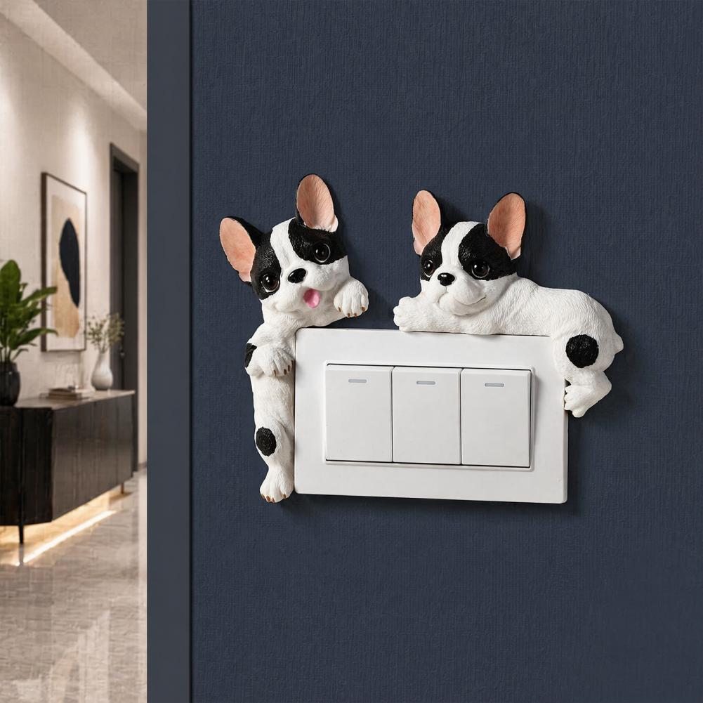 3D フレンチブルドッグ樹脂ライトスイッチカバーかわいい漫画 - Resin Art Sticker のレビューと価格