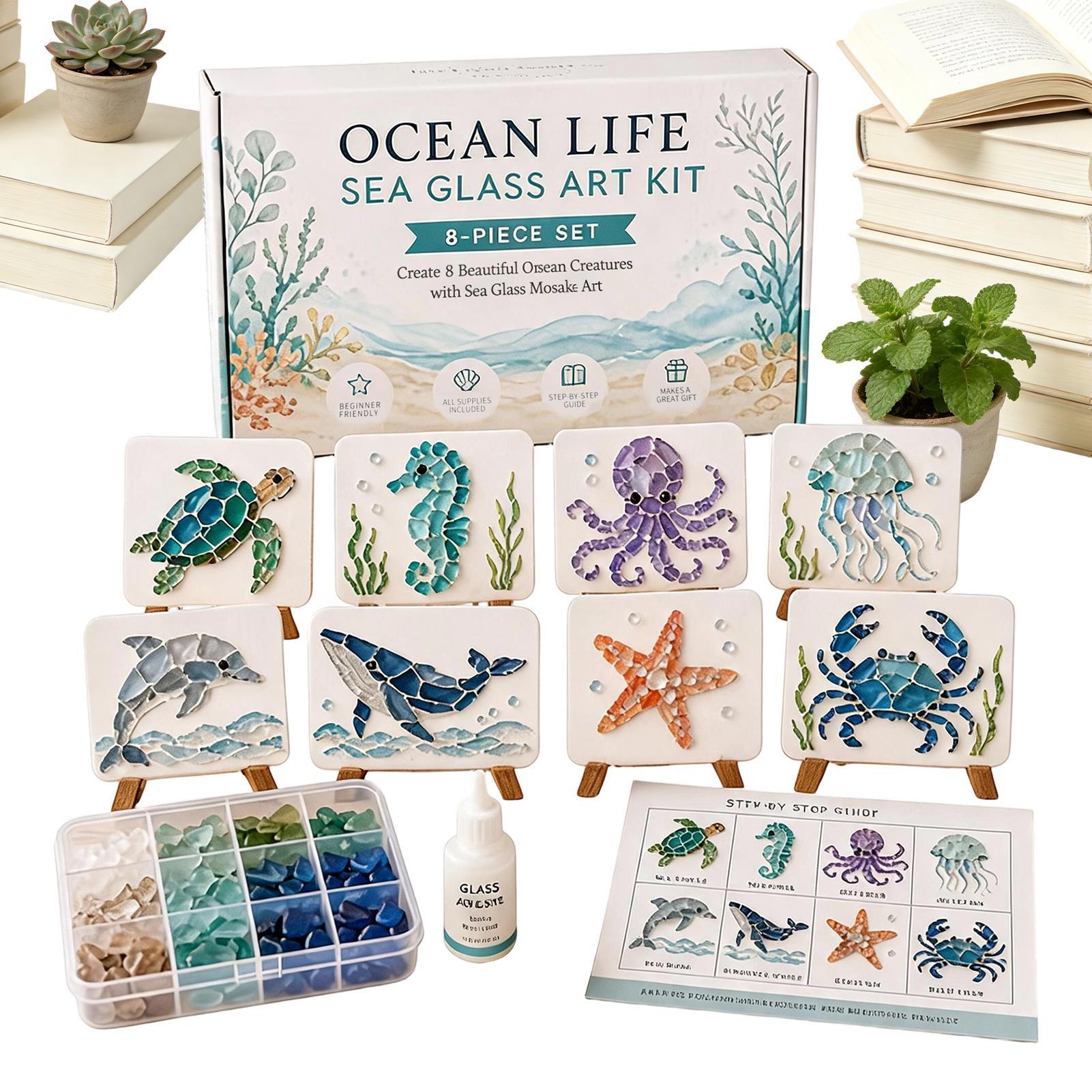 未完成DIYシーグラスモザイクアートセット、海をテーマにした - Resin Art Beach のレビューと価格