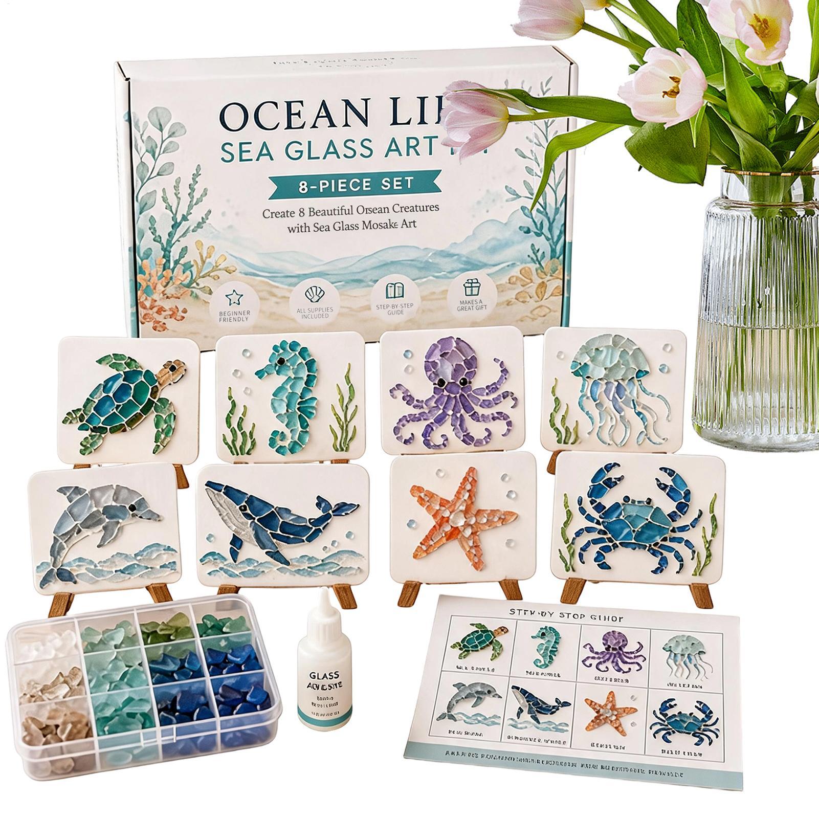 未完成DIYシーグラスモザイクアートセット、海をテーマにした - Resin Art Beach のレビューと価格