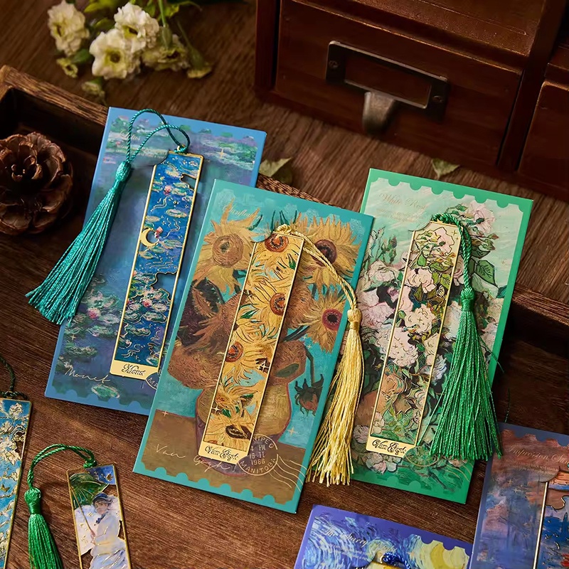 ヴィンテージ絵画メタルブックマーク芸術的な読書用クリップレト - Resin Art Bookmark のレビューと価格