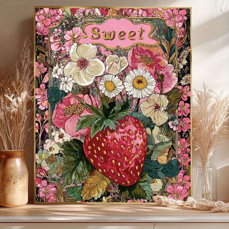 数字で描く絵画 スイートスタイル ストロベリーフローラルパタ - Resin Art On Canvas のレビューと価格