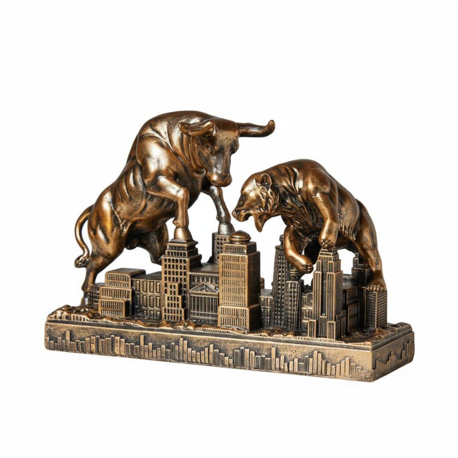 モチベーションを高める牛と熊の像、樹脂製モダンアート彫刻、ビ - Resin Art Business のレビューと価格
