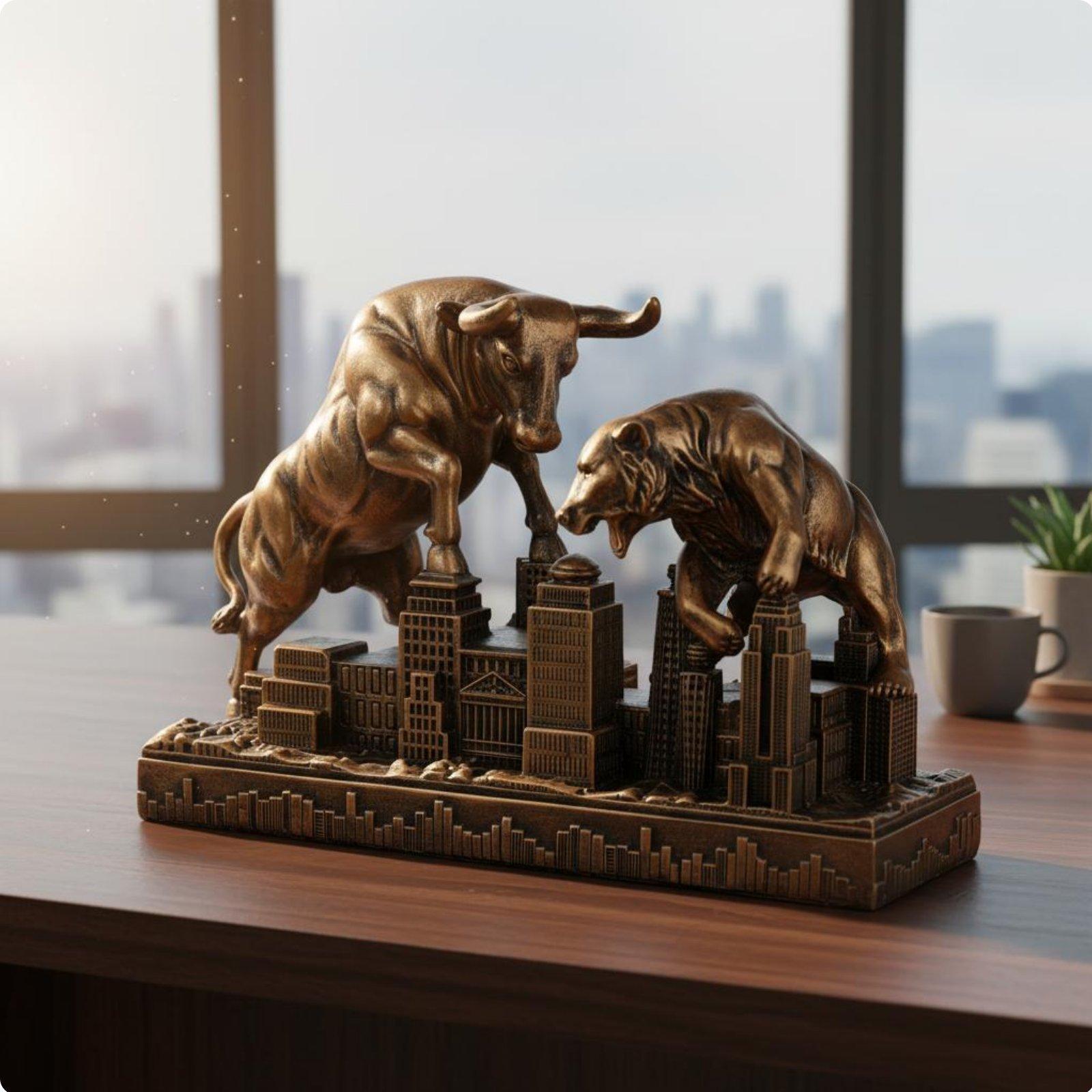 モチベーションを高める牛と熊の像、樹脂製モダンアート彫刻、ビ - Resin Art Business のレビューと価格