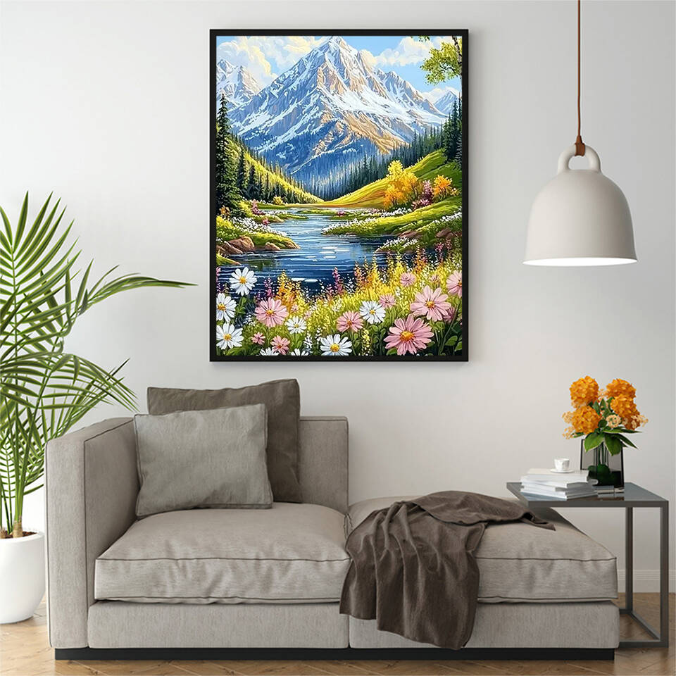 数字による油絵山の風景 DIY デジタル絵画家の木の風景写真 - Resin Art On Canvas のレビューと価格