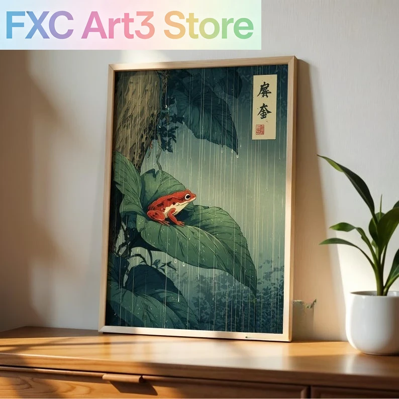 フレームレス、1ピースの日本のカエルのキャンバスウォールアー - Resin Art On Canvas のレビューと価格